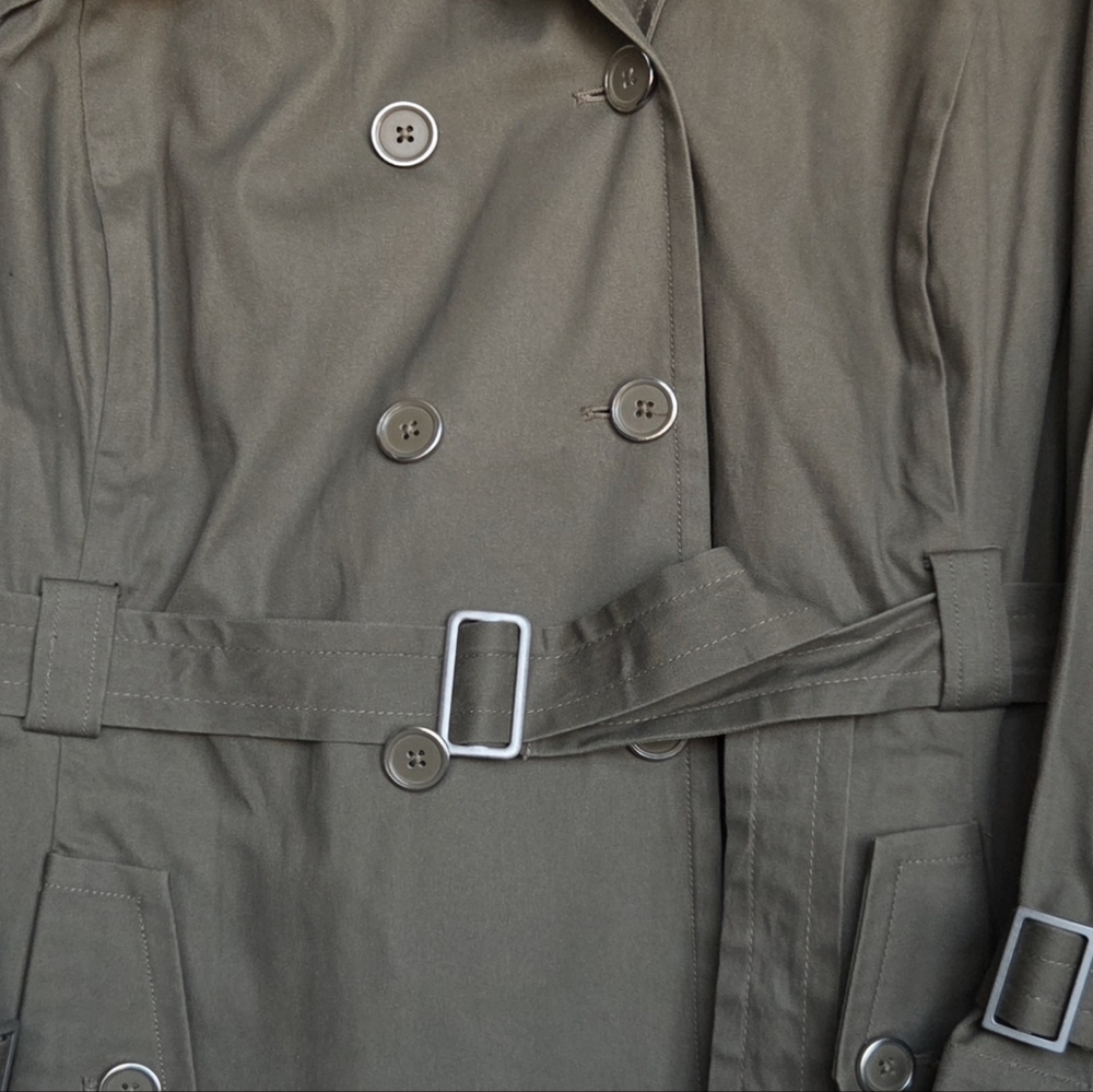 Joan Rivers Double Breasted Olive Colored Trench Coat Size-3X - Picture 3 of 11